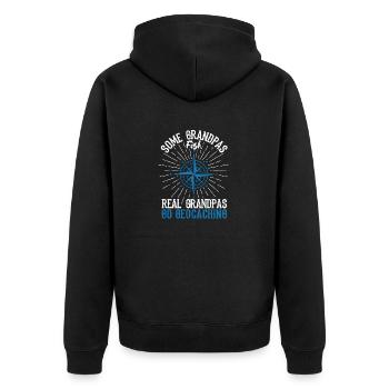 Einige Großväter fischen Echte Großväter gehen - Unisex Premium Bio Zip Hoodie - Schwarz - Hinten - Nico (187cm)