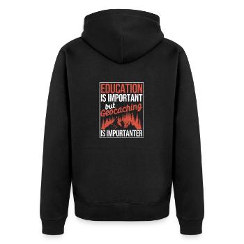 L’éducation est importante, mais la géocachette est toujours - Veste à capuche bio Premium Unisexe - noir - Dos - Nico (187cm)