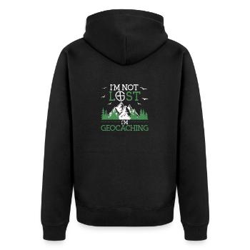 I'm not lost, I'm geocaching geocache - Unisex Premium Organic Zip Hoodie - black - Back - Nico (187cm)