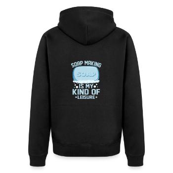Soap Making Is My Kind Of Leisure Soapmaking Soapm - Unisex Premium Bio Zip Hoodie - Schwarz - Hinten - Nico (187cm)