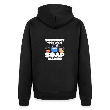 Support Your Local Soap Maker Soapmaker Soapmaking - Unisex Premium Organic Zip Hoodie - black - Back - Nico (187cm)