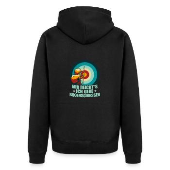 Mir reicht's ich gehe Bogenschiessen Bogenschütze - Unisex Premium Bio Zip Hoodie - Schwarz - Hinten - Nico (187cm)