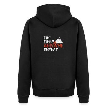 Eat Sleep Geocache Repeat Geocaching Outdoor - Unisex Premium Organic Zip Hoodie - black - Back - Nico (187cm)