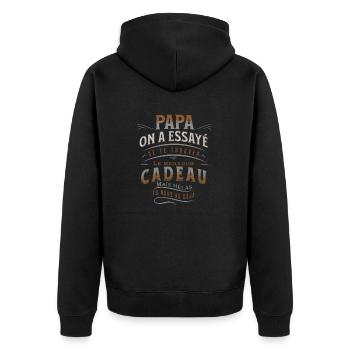 Meilleur cadeau pour Papa - Fête des pères - Veste à capuche bio Premium Unisexe - noir - Dos - Nico (187cm)