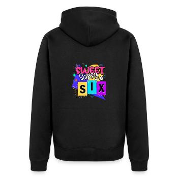 Sweet Sassy & Six - Unisex Premium Organic Zip Hoodie - black - Back - Nico (187cm)