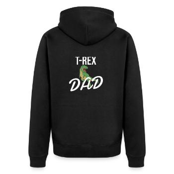 T-Rex DAD das originelle Shirt für Saurier Fan´s - Unisex Premium Bio Zip Hoodie - Schwarz - Hinten - Nico (187cm)