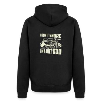 Je ne ronfle pas Je rêve que je suis un classique du hot rod rétro - Veste à capuche bio Premium Unisexe - noir - Dos - Nico (187cm)