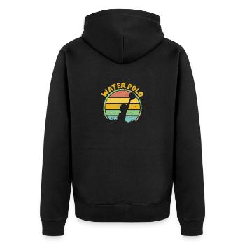 Retro Wasserball Vintage Wasserball Spieler Fan - Unisex Premium Bio Zip Hoodie - Schwarz - Hinten - Nico (187cm)
