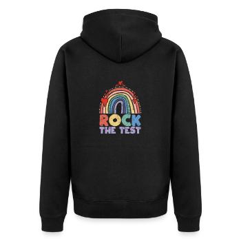 Exam Day Rock of the Test Teacher Exam Humor - Unisex Premium Organic Zip Hoodie - black - Back - Nico (187cm)