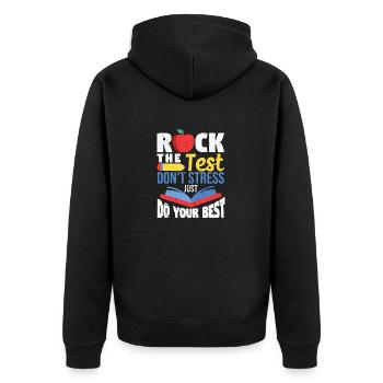 Rock The Test No stress, do your best Instructor - Unisex Premium Organic Zip Hoodie - black - Back - Nico (187cm)