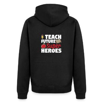 Ich unterrichte zukünftige Superhelden Lustiger - Unisex Premium Bio Zip Hoodie - Schwarz - Hinten - Nico (187cm)