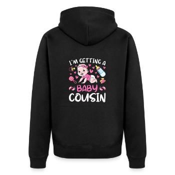I'm Getting A Baby Cousin Baby Team Gender Reveal - Unisex Premium Organic Zip Hoodie - black - Back - Nico (187cm)