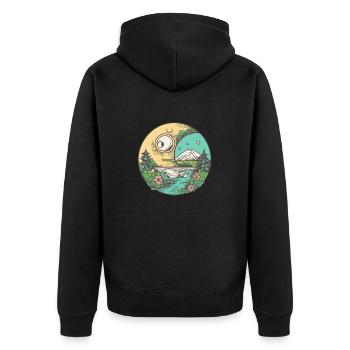 wonderful nature - Unisex Premium Organic Zip Hoodie - black - Back - Nico (187cm)
