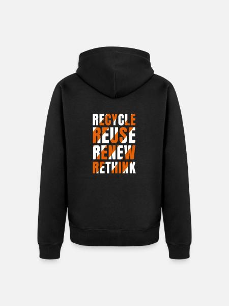 Recycle Reuse Renew Rethink - Unisex Premium Organic Zip Hoodie - black
