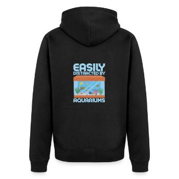 Easily Distracted By Aquariums Fish Keeping Aquari - Unisex Premium Bio Zip Hoodie - Schwarz - Hinten - Nico (187cm)