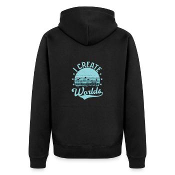 I Create Worlds Aquarium Owner Fish Keeping - Unisex Premium Bio Zip Hoodie - Schwarz - Hinten - Nico (187cm)