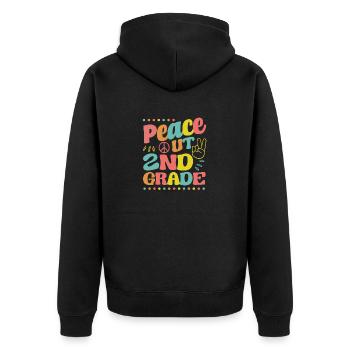 Peace Out 2nd Grade Second Graduation Last Day - Unisex Premium Organic Zip Hoodie - black - Back - Nico (187cm)