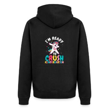 I'm ready to destroy the kindergarten lust - Unisex Premium Organic Zip Hoodie - black - Back - Nico (187cm)