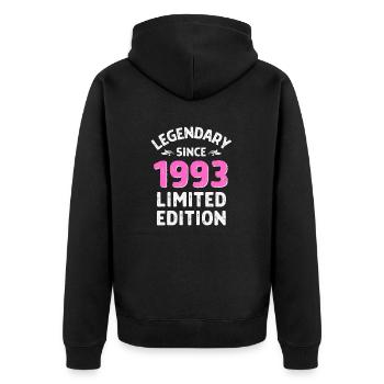 Legendary since 1993 - Unisex Premium Organic Zip Hoodie - black - Back - Nico (187cm)