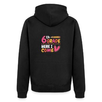 6ème année: C’est là que je reviens à l’école - Veste à capuche bio Premium Unisexe - noir - Dos - Nico (187cm)
