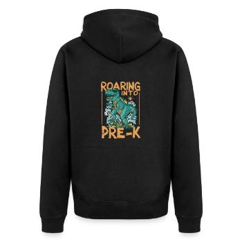 Roaring Into Pre-K Dinosaurier zurück zu Schule - Unisex Premium Bio Zip Hoodie - Schwarz - Hinten - Nico (187cm)