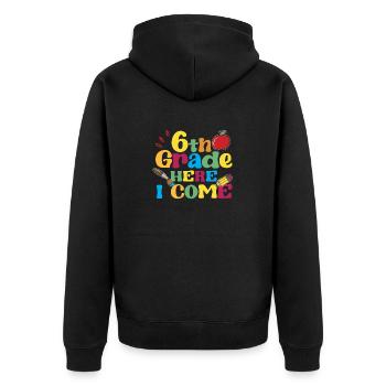 6th grade: This is where I come back to school - Unisex Premium Organic Zip Hoodie - black - Back - Nico (187cm)