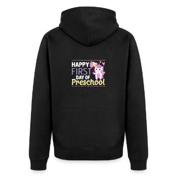 Joyeux 1er jour de Preschool Unicorn Lover - Veste à capuche bio Premium Unisexe - noir - Dos - Nico (187cm)