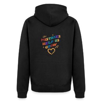 Fehler helfen uns zu wachsen Funny Growth Mindset - Unisex Premium Bio Zip Hoodie - Schwarz - Hinten - Nico (187cm)