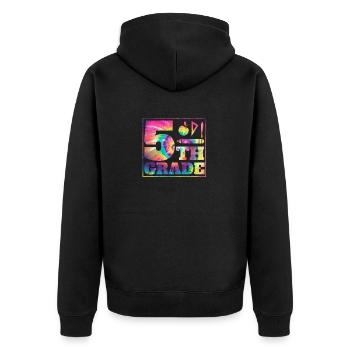 Tie Dye 5. Klasse Hier komme ich Lehrer Fünfte zur - Unisex Premium Bio Zip Hoodie - Schwarz - Hinten - Nico (187cm)