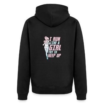 I Run Like A Girl Try To Keep Up Running Marathon - Unisex Premium Organic Zip Hoodie - black - Back - Nico (187cm)