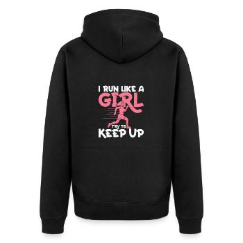 I Run Like A Girl Try To Keep Up Marathon Trail Ru - Unisex Premium Organic Zip Hoodie - black - Back - Nico (187cm)