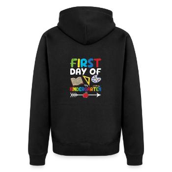 1. Tag des Kindergartens Zurück zur Schule Erste - Unisex Premium Bio Zip Hoodie - Schwarz - Hinten - Nico (187cm)