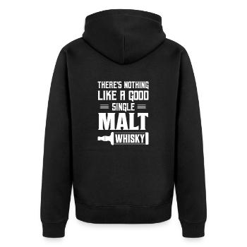 There's Nothing Like A Good Single Malt Whisky Whi - Unisex Premium Bio Zip Hoodie - Schwarz - Hinten - Nico (187cm)