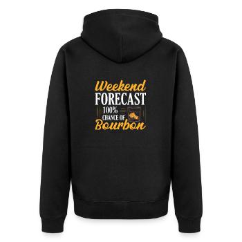 Weekend Forecast 100% Chance Of Bourbon Whiskey Dr - Unisex Premium Bio Zip Hoodie - Schwarz - Hinten - Nico (187cm)