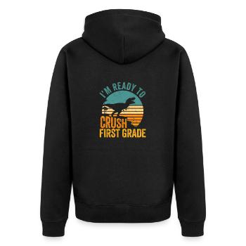 I'm ready to nursery dinosaurs back - Unisex Premium Organic Zip Hoodie - black - Back - Nico (187cm)