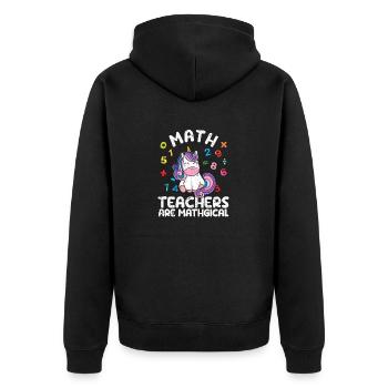 Math teachers are Mathgical Funny Unicorn Teachers - Unisex Premium Organic Zip Hoodie - black - Back - Nico (187cm)