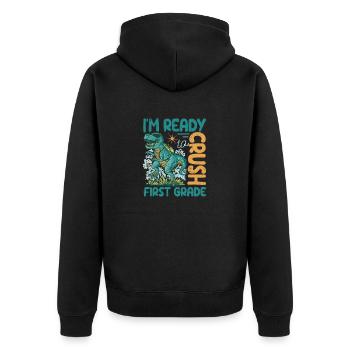 I'm ready to nursery dinosaurs back - Unisex Premium Organic Zip Hoodie - black - Back - Nico (187cm)