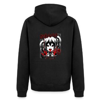 Japanese Scary Dark Kawaii Anime Horror Manga Girl - Unisex Premium Organic Zip Hoodie - black - Back - Nico (187cm)