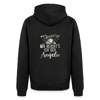 Mir reicht´s ich geh angeln - Unisex Premium Bio Zip Hoodie - Schwarz - Hinten - Nico (187cm)