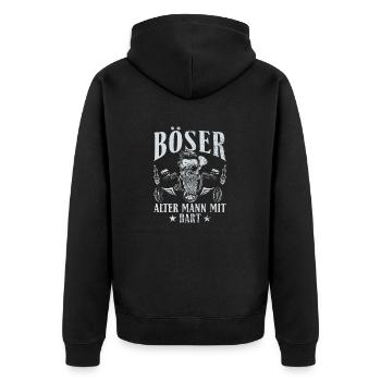 Böser alter Mann mit Bart - Unisex Premium Bio Zip Hoodie - Schwarz - Hinten - Nico (187cm)
