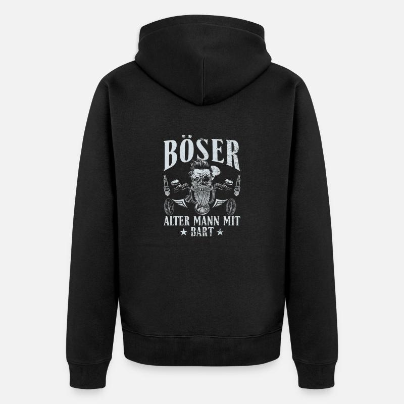 Böser alter Mann mit Bart - Unisex Premium Bio Zip Hoodie - Schwarz