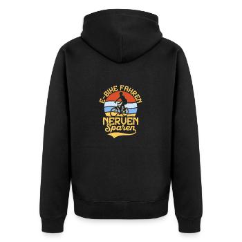 E-Bike Fahren Nerven Sparen EBike Elektrofahrrad - Unisex Premium Bio Zip Hoodie - Schwarz - Hinten - Nico (187cm)