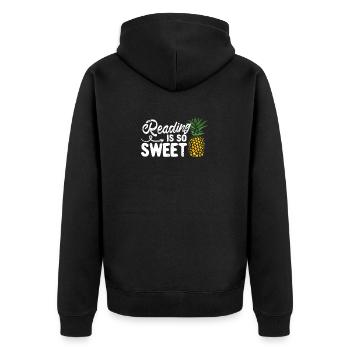 Lesen ist so süß Buchliebhaber Ananasleser Lehrer - Unisex Premium Bio Zip Hoodie - Schwarz - Hinten - Nico (187cm)