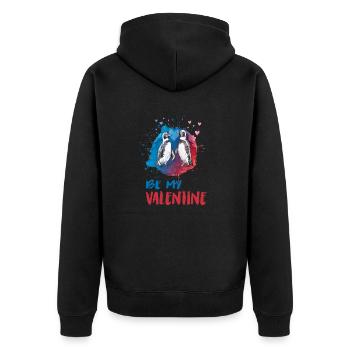 Be my Valentine Pinguine - Unisex Premium Bio Zip Hoodie - Schwarz - Hinten - Nico (187cm)