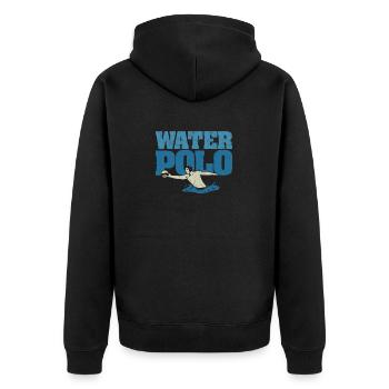 Vintage Wasserball Silhouette Poloer Retro Sport - Unisex Premium Bio Zip Hoodie - Schwarz - Hinten - Nico (187cm)