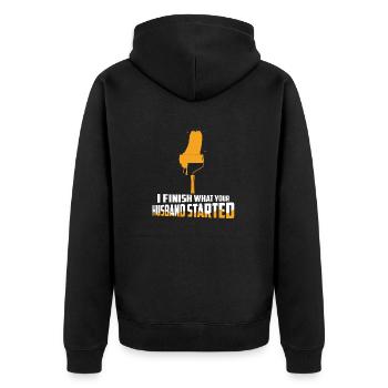 I Finish What Your Husband Started Job Professiona - Unisex Premium Bio Zip Hoodie - Schwarz - Hinten - Nico (187cm)