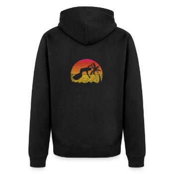 Wakeboarding Retro Wakeboarder Vintage Sonne - Unisex Premium Bio Zip Hoodie - Schwarz - Hinten - Nico (187cm)