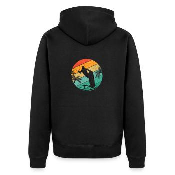 Wakeboarding Retro Wakeboarder Vintage Sonnen - Unisex Premium Bio Zip Hoodie - Schwarz - Hinten - Nico (187cm)
