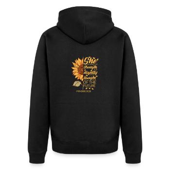Christliche Bibel Vers Sonnenblumenliebhaber Religiös - Unisex Premium Bio Zip Hoodie - Schwarz - Hinten - Nico (187cm)