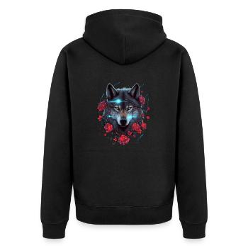 Wolf and Roses Lightning - Unisex Premium Organic Zip Hoodie - black - Back - Nico (187cm)